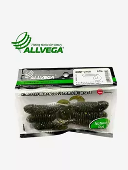 Приманка съедобная ALLVEGA "Bony Grub" 8см (6шт.), Зеленый