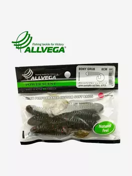 Приманка съедобная ALLVEGA "Bony Grub" 8см (6шт.), Зеленый