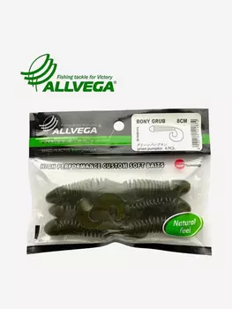 Приманка съедобная ALLVEGA "Bony Grub" 8см (6шт.), Зеленый