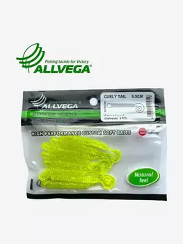 Приманка съедобная ALLVEGA "Curly Tail" 6,5см (8шт.), Зеленый