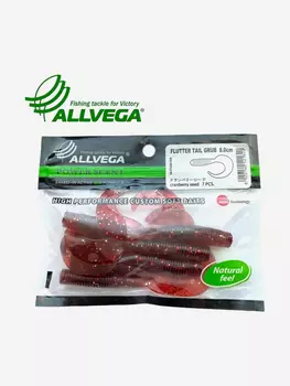 Приманка съедобная ALLVEGA "Flutter Tail Grub" 8см (7шт.), Красный
