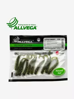 Приманка съедобная ALLVEGA "Little Creepy" 5см 10шт., Зеленый