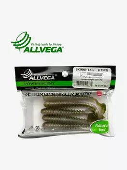 Приманка съедобная ALLVEGA "Skinny Tail" 8,75см (5шт.), Зеленый