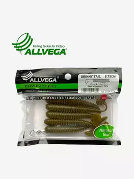 Приманка съедобная ALLVEGA "Skinny Tail" 8,75см (5шт.), Зеленый