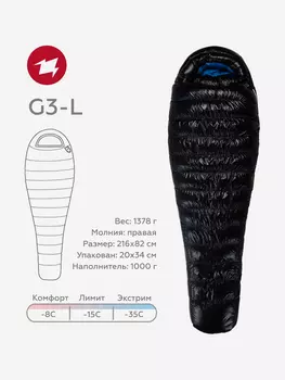 Спальный мешок AEGISMAX G3, пуховый, -15, размер L, черный, Черный