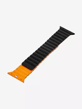 Ремешок для часов Apple Watch 41/40/38 mm Mutural Оригинал, ультралегкий силиконовый на магните — черно-оранжевый, Черный