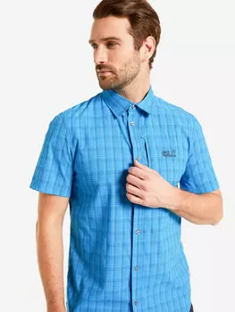 Рубашка с коротким рукавом мужская Jack Wolfskin Rays Stretch Vent, Голубой, размер 46-48