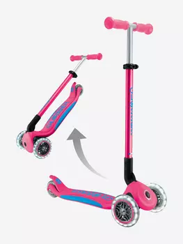 Самокат Globber PRIMO FOLDABLE PLUS LIGHTS V2, Розовый