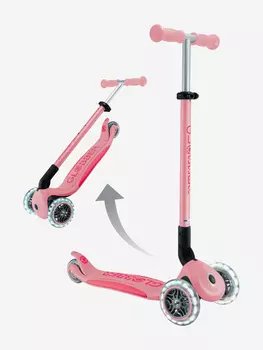 Самокат Globber PRIMO FOLDABLE PLUS LIGHTS V2, Розовый