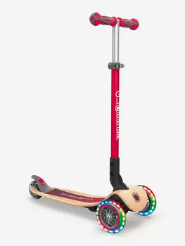 Самокат Globber PRIMO FOLDABLE WOOD LIGHTS, Красный