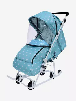 Санки-коляска комбинированная Nika"Наши детки 3-1К" НДТ3-1К с облачками голубой, Голубой