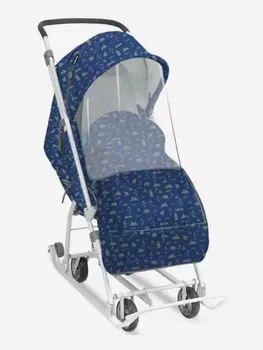 Санки-коляска комбинированная Nika"Наши детки 3-1К" НДТ3-1К принт северный, Синий