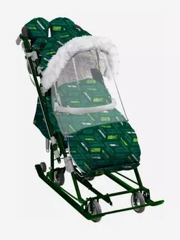 Санки-коляска комбинированная Nika"Ника детям 7-8SK" НД7-8SK спортивный зеленый, Зеленый