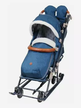 Санки-коляска комбинированная Nika"Ника детям 7-8К" НД7-8К "в елочку" синий, Синий