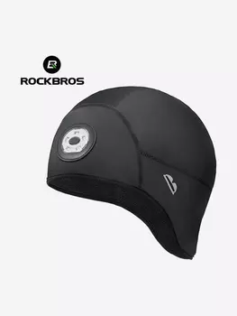 Шапка ROCKBROS черная утепленная, с фонариком. 3 режима, Черный