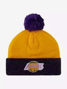 Шапка с помпоном MITCHELL NESS HPCK1052-LALYYPPPYELL Los Angeles Lakers NBA (желтый), Желтый