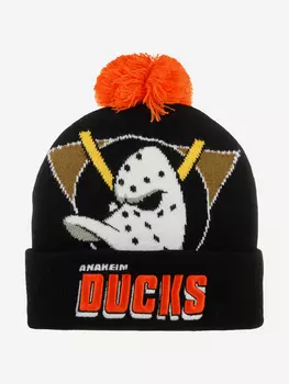 Шапка с помпоном MITCHELL NESS KTPCDX22016-ADUBLCK Anaheim Ducks NHL (черный), Черный
