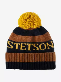 Шапка с помпоном STETSON 8599380 BEANIE POMPOM (синий), Синий