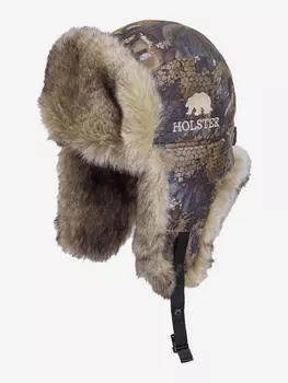 Шапка ушанка Хольстер замша с мембранным покрытием лес соты, Мультицвет