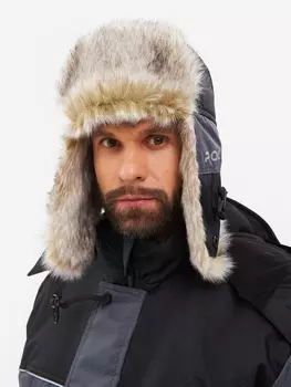 Шапка ушанка зимняя Huntsman Полюс мужская меховая, Серый