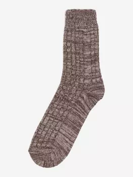 Шерстяные носки "Лана" из натуральной овечьей шерсти, цветной микс, коричневый-белый, Коричневый