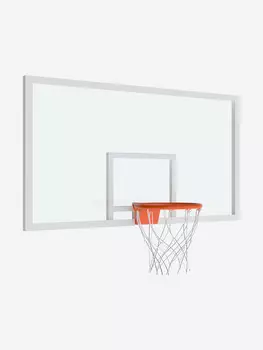 Щит баскетбольный OLIMPCITI ИГРОВОЙ БЕСКАРКАСНЫЙ 1800х1050 ПОЛИКАРБОНАТ 15 мм цвет разметки БЕЛЫЙ (рама 40х40), Белый