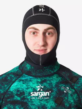 Шлем из неопрена для дайвинга подводной охоты и водного спорта SARGAN Башлык 2.0 неопрен 3мм размер, Черный