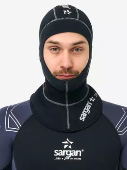 Шлем неопреновый для дайвинга подводной охоты и водного спорта SARGAN Малахай 2.0 неопрен 5мм, Черный