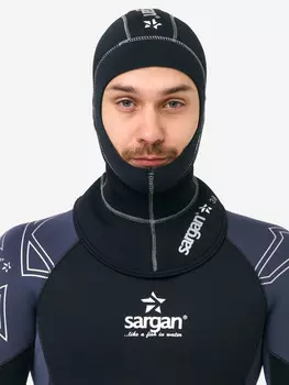 Шлем неопреновый для дайвинга подводной охоты и водного спорта SARGAN Малахай 2.0 неопрен 3мм, Черный