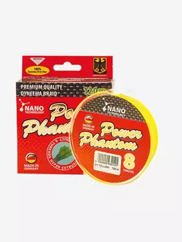 Шнур для рыбалки Power Phantom 8x, 120м, желтый, 0,28мм, 31,75кг, Желтый