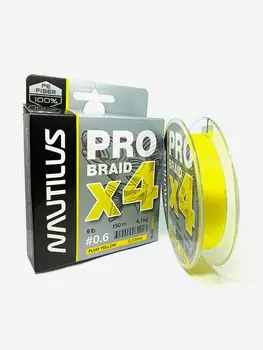 Шнур Nautilus Pro Braid X4 Fluo Yellow d-0.10 4.1кг 9lb 150м, Желтый