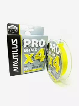 Шнур Nautilus Pro Braid X4 Fluo Yellow d-0.12 5.5кг 12lb 150м, Желтый