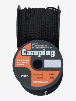 Шнур плетеный Петроканат CAMPING 3,0 мм, 200 кг, 25 м, черный, катушка, Черный