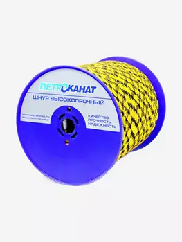 Шнур плетеный Петроканат ЭКСТРИМ 8,0 мм, 750 кг, 350 м, еврокатушка, Желтый