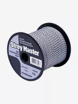 Шнур плетеный Петроканат STROY MASTER 1,5 мм, 100 м, белый с черным, катушка, Белый