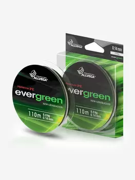 Шнур плетёный ALLVEGA "Evergreen" 110м 0.14мм (8.0кг) тёмно-зелёный, Зеленый