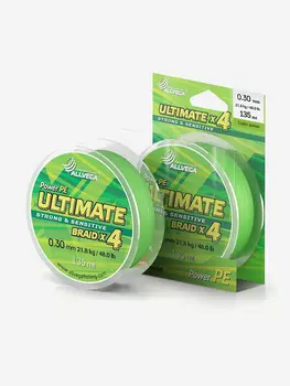 Шнур плетёный ALLVEGA "Ultimate" 135м светло-зелёный 0.30мм (21.8кг), Зеленый