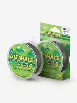 Шнур плетёный ALLVEGA "Ultimate" 92м тёмно-зелёный 0,22мм (14,2кг), Зеленый