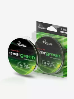 Шнур плетёный Evergreen 110м 0,18мм (11,0кг) тёмно-зелёный, Зеленый