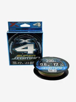 Шнур YGK X-Braid Super Jigman X4 200м Multicolor #0.6, 0.128мм, 12lb, 4.5кг, Мультицвет