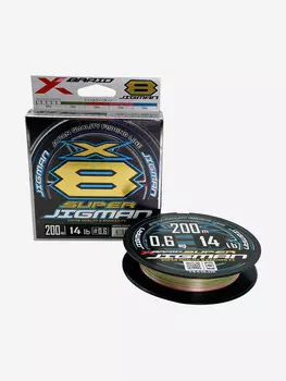 Шнур YGK X-Braid Super Jigman X8 200м Multicolor #0.6, 0.128мм, 14lb, 6.3кг, Мультицвет