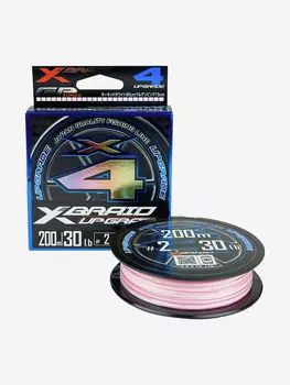 Шнур YGK X-Braid Upgrade X4 200м White Pink #2.0, 0.235мм, 30lb, 13.5кг, Розовый
