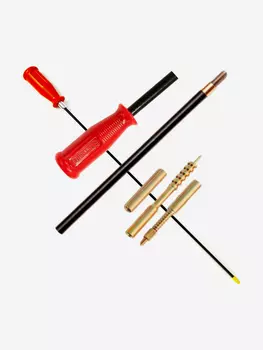 Шомпол ЧИСТОGUN к.38, 9мм, d8мм, 30см, подшипник, нейлон, папа 12/28, вишер, переходник, игла, Серебряный