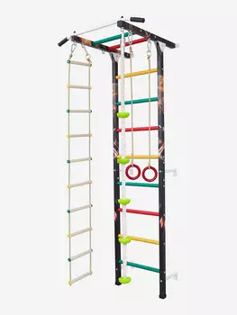 Шведская стенка с турником, веревочной лестницей, кольцами, канатом с упорами, тарзанкой Sportlim Fire, Оранжевый