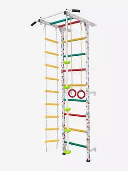 Шведская стенка с турником, веревочной лестницей, кольцами, канатом с упорами, тарзанкой Sportlim Алфавит, Белый