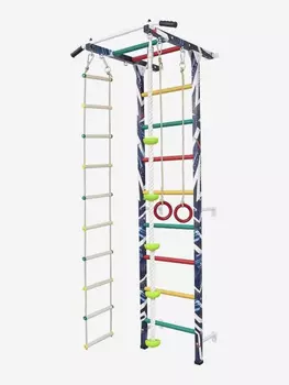 Шведская стенка с турником, веревочной лестницей, кольцами, канатом с упорами, тарзанкой Sportlim Айсберг, Синий