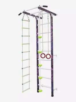 Шведская стенка с турником, веревочной лестницей, кольцами, канатом с упорами, тарзанкой Sportlim Техно, Фиолетовый