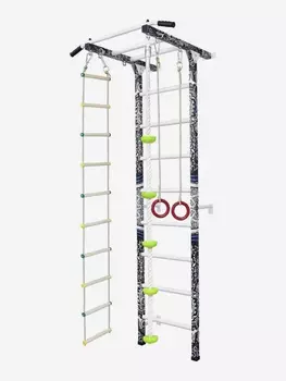 Шведская стенка с турником, веревочной лестницей, кольцами, канатом с упорами, тарзанкой Sportlim Art, Черный