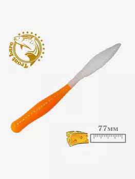 Силикон TROUT LURE (SANSAN) в банке, BEAVER 77, СЫР,COL. 10 (White-Orange), (10шт), Оранжевый