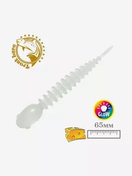 Силикон TROUT LURE (SANSAN) в банке, GOLOVASTIK 65, СЫР, COL. 111 (Clear Green Glow), (12шт), Белый